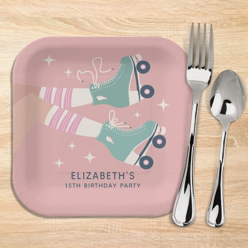 Retro Roller Skating Birthday Party Paper Plates