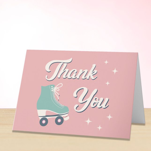 Retro Roller Skating Birthday Party Thank You Card (Creator Uploaded)