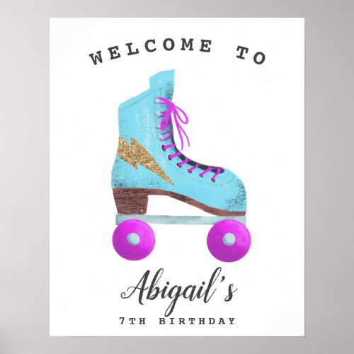 Retro Roller Skating Birthday Party Welcome Sign