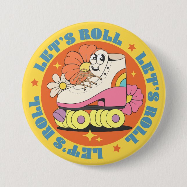 Retro Roller Skating  Button (Front)