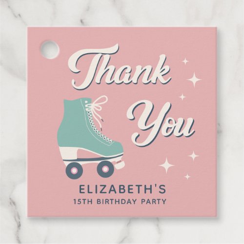 Retro Roller Skating Girls Birthday Party Favor Tags