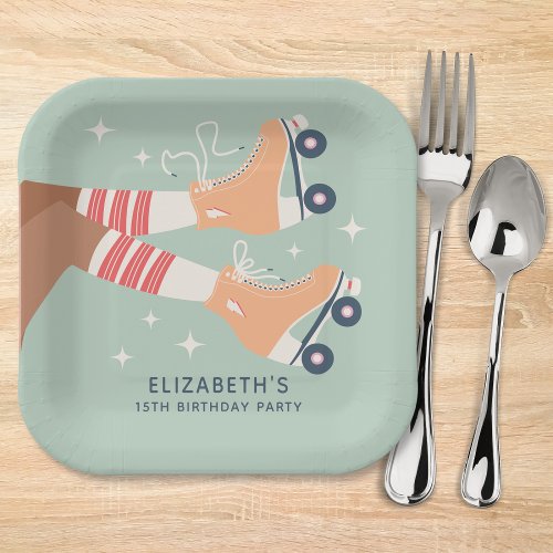 Retro Roller Skating Girls Birthday Party Paper Plates