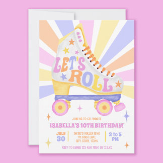 Retro Roller Skating Party Invitation