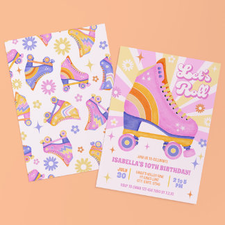 Retro Roller Skating Party Invitation