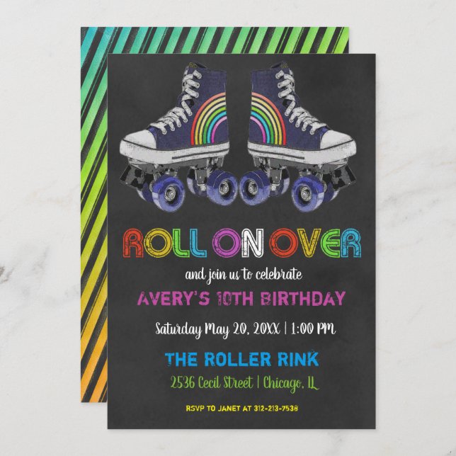Retro Roller Skating Party Invitation (Front/Back)