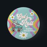 Retro Roller Skating Rainbow Birthday Button<br><div class="desc">Get ready to roll into fun with our Retro Roller Rainbow Birthday Party Collection – the ultimate birthday party set for groovy girls and cool kids of all ages! Add your favorite photo of your birthday girl. Perfect for a roller skating birthday party, this colorful design features a vintage roller...</div>