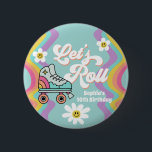 Retro Roller Skating Rainbow Birthday Button<br><div class="desc">Get ready to roll into fun with our Retro Roller Rainbow Birthday Party Collection – the ultimate birthday party set for groovy girls and cool kids of all ages! Add your favorite photo of your birthday girl. Perfect for a roller skating birthday party, this colorful design features a vintage roller...</div>