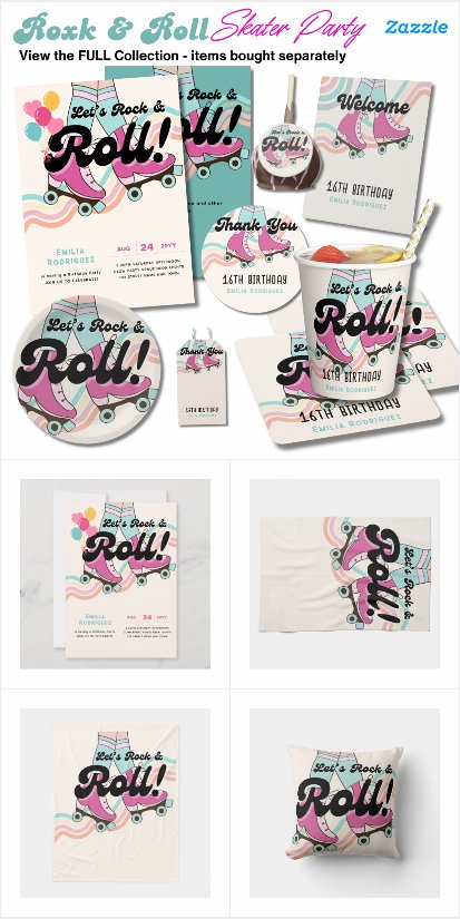 Retro Roller Skating Rock and Roll Party Set