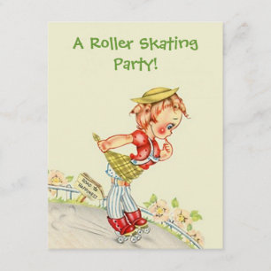 Retro Roller Skating Skater skate Party Invitation