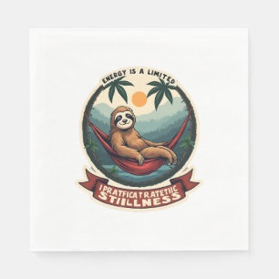 Retro Roller Sloth Vintage Skating Vector Art Napkins
