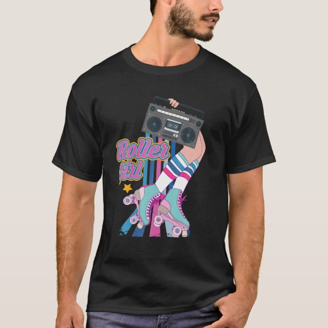 Retro Rollerskates Funny 80'S Roller Disco Skating T-Shirt (Front)