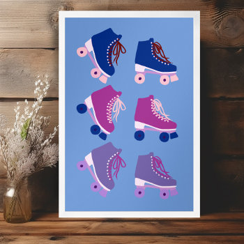 Retro Rollerskates Purple Pink Poster by ShoshannahScribbles at Zazzle