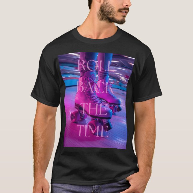 Retro Rolls 90s Streetwear Black Unisex T-shirt (Front)