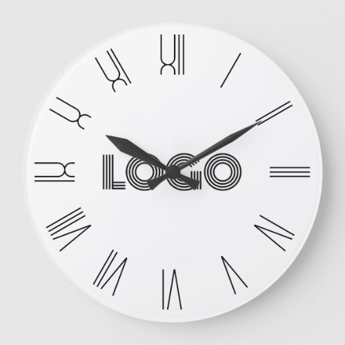 Retro Roman Numerals Logo Large Clock