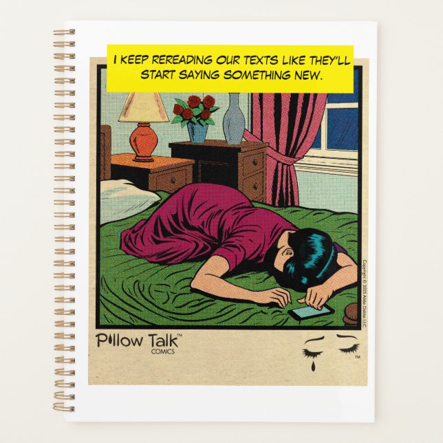 Retro Romance Comic: Crying Pillow Talk Design Planner (Front)
