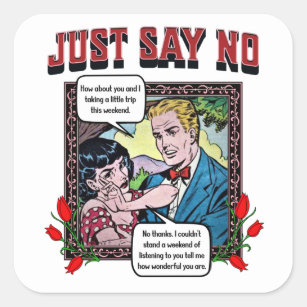 Retro Romance - Just Say No - Square Stickers
