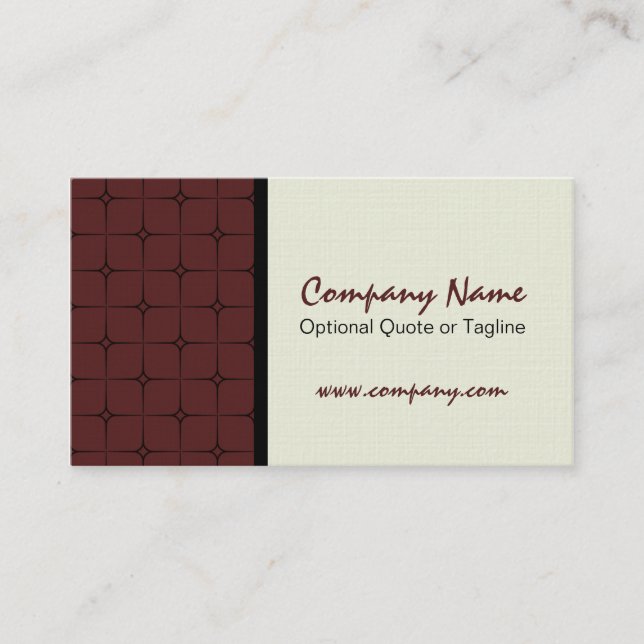 Retro Romance Patterned Business Card, Cabernet Card (Front)