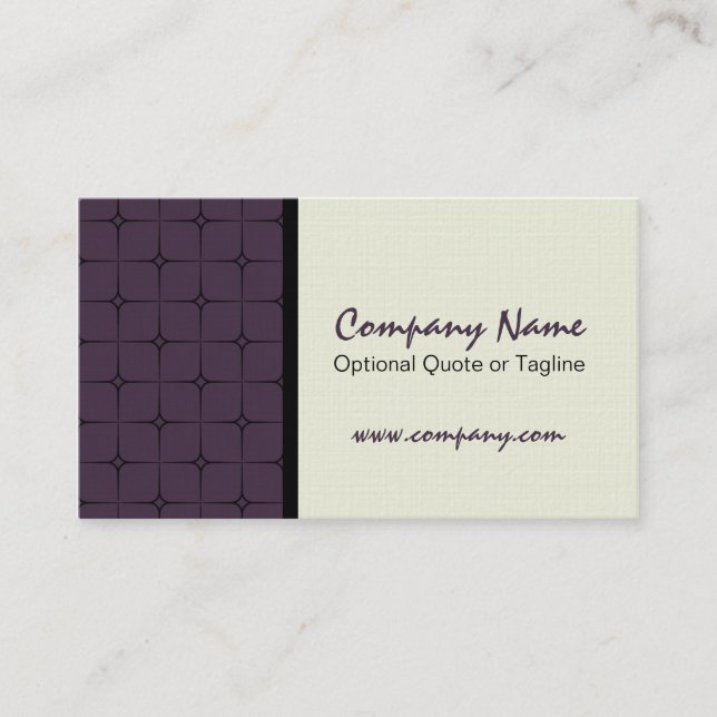 Retro Romance Patterned Business Card, Eggplant Card (Front)