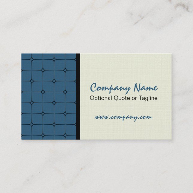 Retro Romance Patterned Business Card, Royal Blue Card (Front)