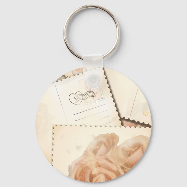 Retro romantic background, keychain (Front)