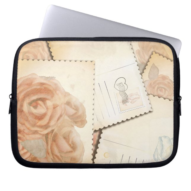 Retro romantic background, laptop sleeve (Front)