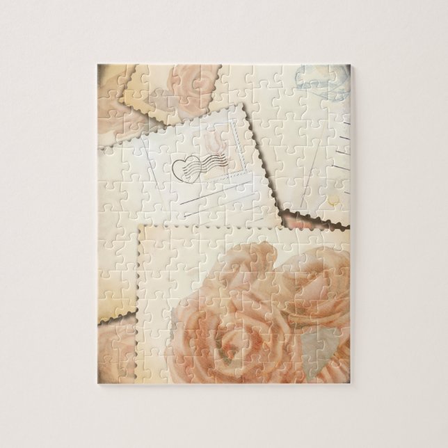 Retro romantic background, puzzle (Vertical)