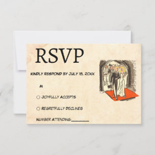 Retro Romantic Couple Comic Themed Wedding RSVP Card