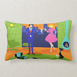 Retro Romantic Evening Couple Lumbar Pillow