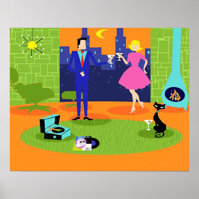 Retro Romantic Evening Couple Poster (Front)