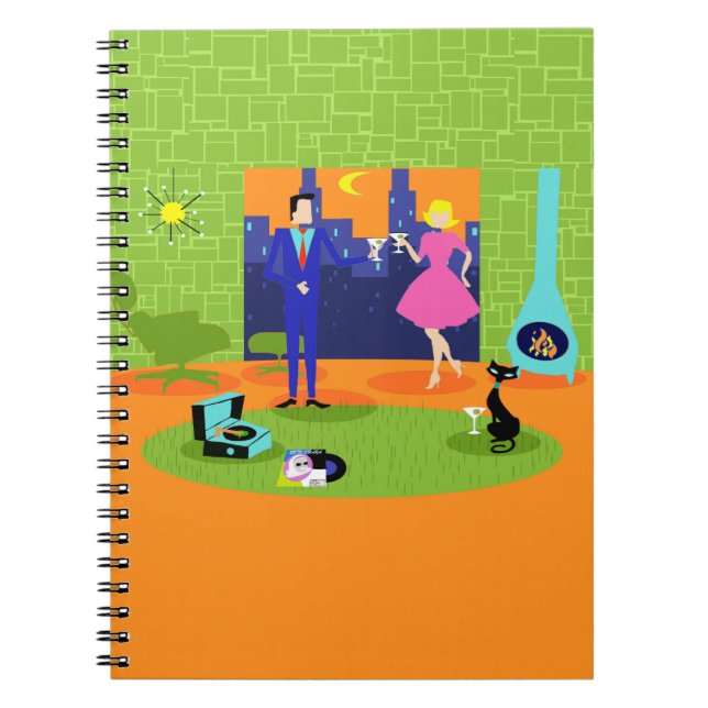 Retro Romantic Evening Couple Spiral Notebook (Front)