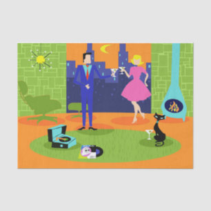 Retro Romantic Evening Couple Tissue Paper