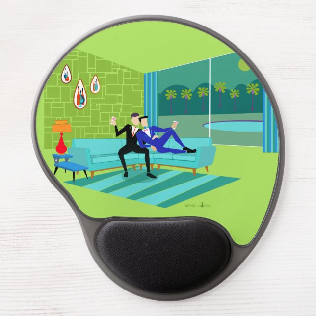 Retro Romantic Gay Couple Gel Mousepad (Front)
