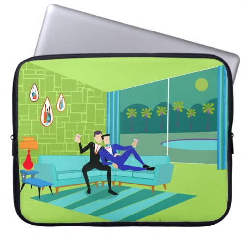 Retro Romantic Gay Couple Laptop Sleeve