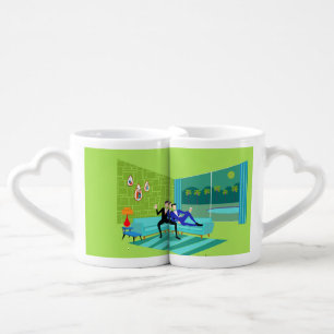 Retro Romantic Gay Couple Lovers' Mugs