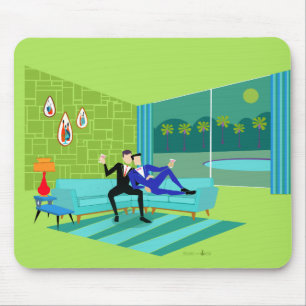 Retro Romantic Gay Couple Mousepad