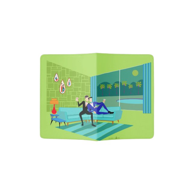 Retro Romantic Gay Couple Passport Holder (Opened)