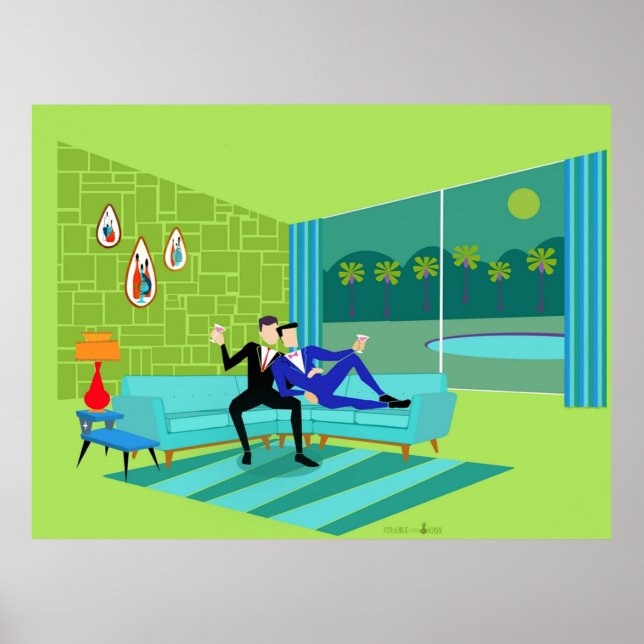 Retro Romantic Gay Couple  Poster (Front)