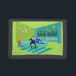 Retro Romantic Gay Couple Trifold Wallet<br><div class="desc">This Retro Romantic Gay Couple Trifold Nylon Wallet design is simply fabulous! The 1960s style, minimalist art design features an attractive couple enjoying a romantic evening. They are snuggled up on their beautiful, modern turquoise sectional, in their Palm Springs home. The sophisticated, lime green room prominently features a sloped green stone...</div>