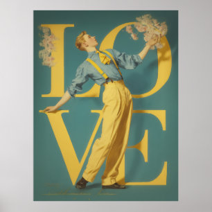 Retro Romantic LOVE  Poster