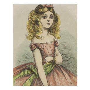 Retro Romantic Valentine's Day Card, 19th century Faux Canvas Print