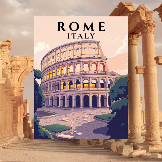 Retro Rome Colosseum Italian Architecture Art Postcard (Retro Rome Colosseum Italian Architecture Art Postcard
)