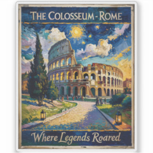 Retro Rome Italy Colosseum Travel Van Gogh Vibrant Sticker