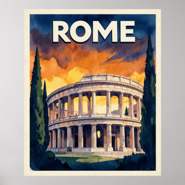  Retro Rome Travel Poster (Front)