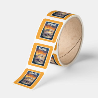 Retro Rome Travel Poster Square Sticker