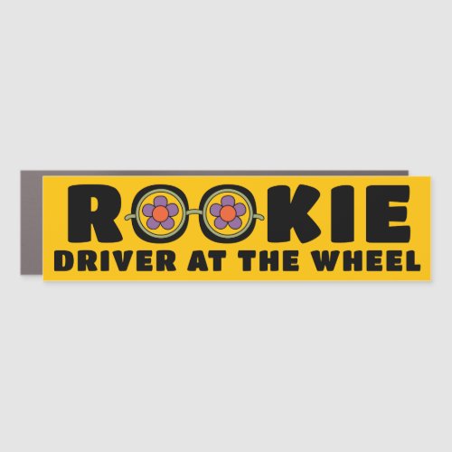 Retro Rookie Driver At The Wheel Cool Car Magnet