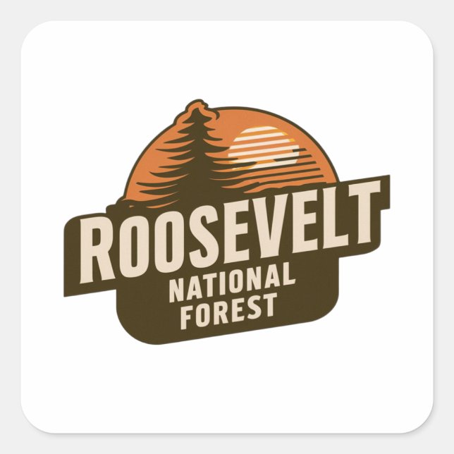 Retro Roosevelt National Forest Square Sticker (Front)
