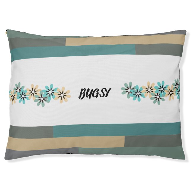 Retro Roost Bricks and Flowers Dog Bed (Front)