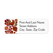 Retro Rooster 60s Mod Style Orange and Red Print