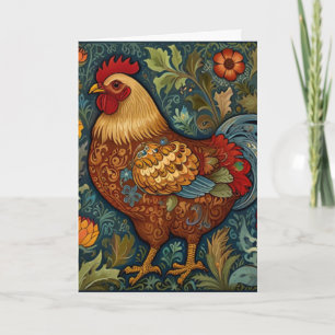 Retro rooster boho chic country chicken card