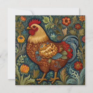 Retro rooster boho chic country chicken card